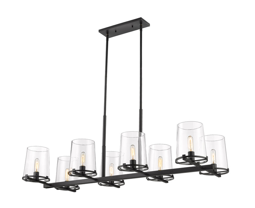Z-Lite 3032-8L-MB Eight Light Linear Chandelier, Matte Black