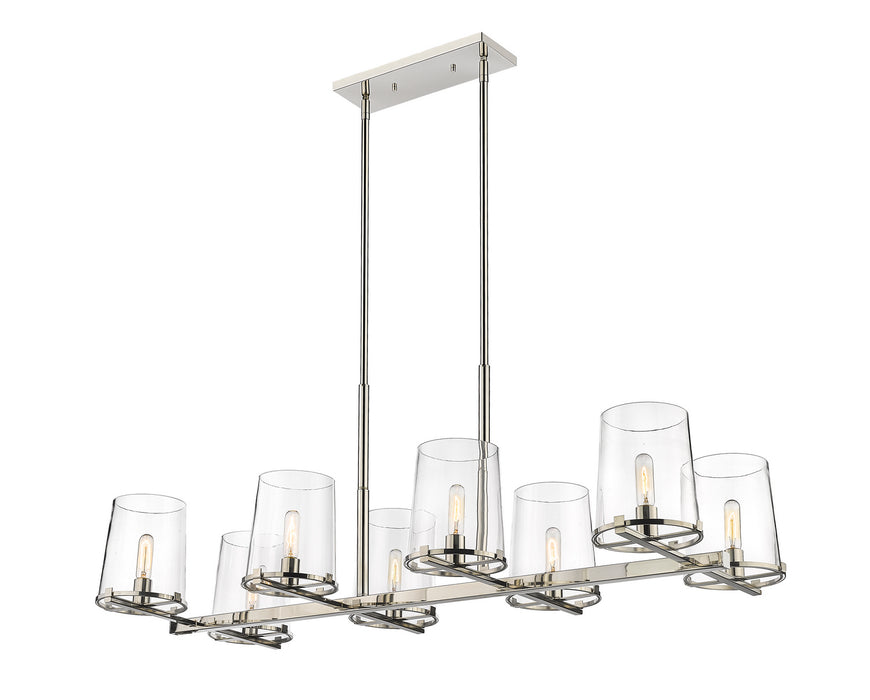 Z-Lite 3032-8L-PN Eight Light Linear Chandelier, Polished Nickel