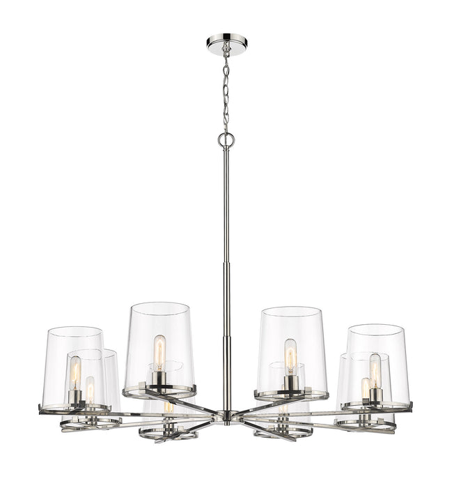 Z-Lite 3032-8PN Eight Light Chandelier, Polished Nickel