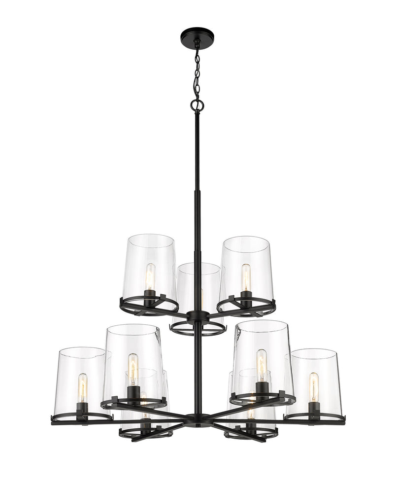Z-Lite 3032-9MB Nine Light Chandelier, Matte Black