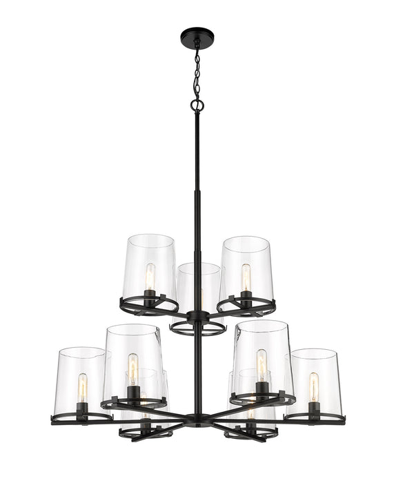 Z-Lite 3032-9MB Nine Light Chandelier, Matte Black