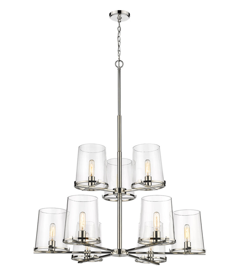 Z-Lite 3032-9PN Nine Light Chandelier, Polished Nickel