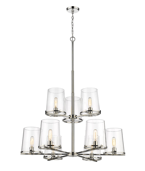 Z-Lite 3032-9PN Nine Light Chandelier, Polished Nickel