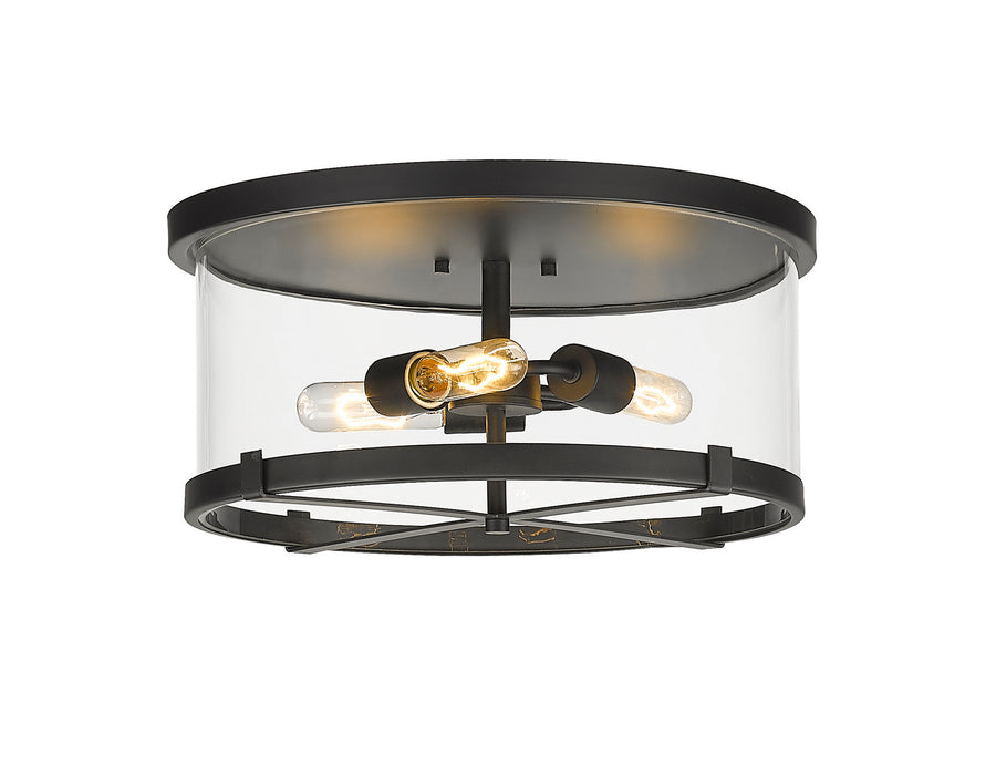 Z-Lite 3032F-MB Three Light Flush Mount, Matte Black