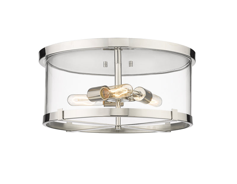 Z-Lite 3032F-PN Three Light Flush Mount, Polished Nickel