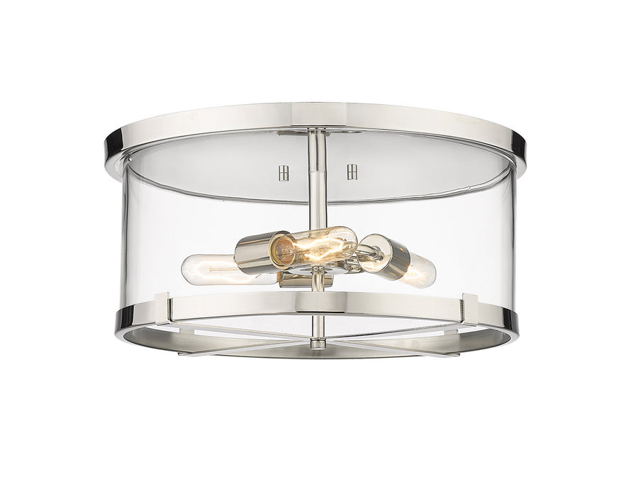 Z-Lite 3032F-PN Three Light Flush Mount, Polished Nickel
