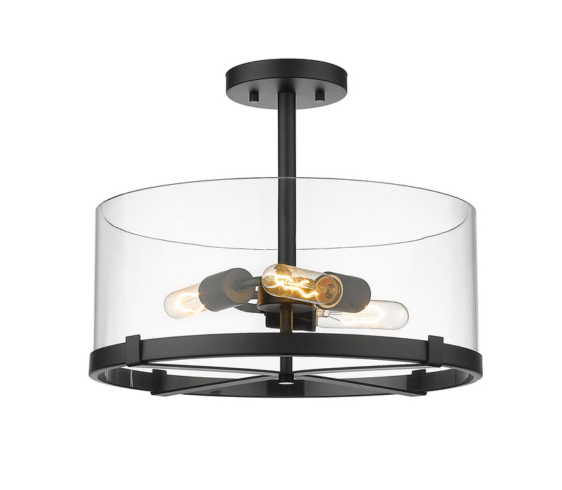 Z-Lite 3032SF-MB Three Light Semi Flush Mount, Matte Black
