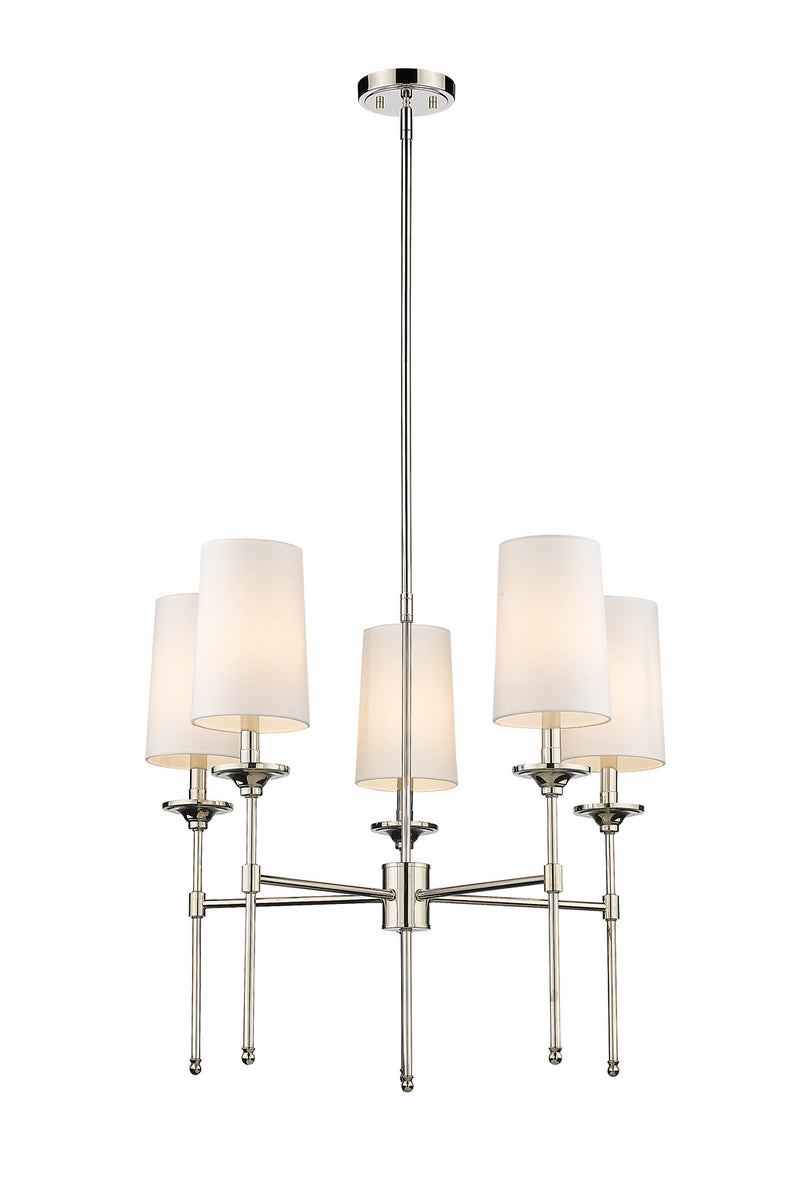 Z-Lite 3033-5PN Five Light Chandelier, Polished Nickel