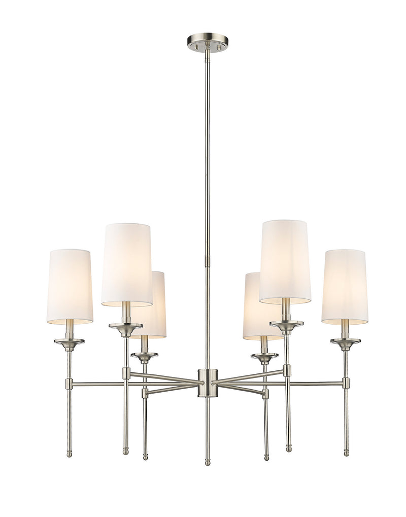 Z-Lite 3033-6BN Six Light Chandelier, Brushed Nickel
