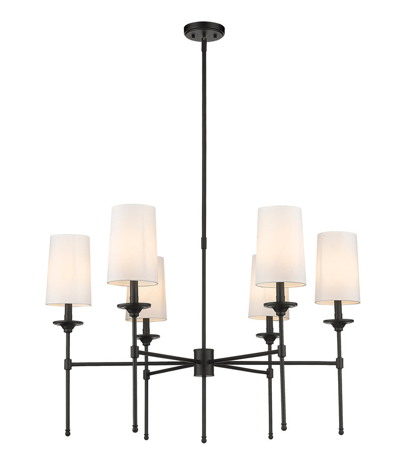 Z-Lite 3033-6MB Six Light Chandelier, Matte Black