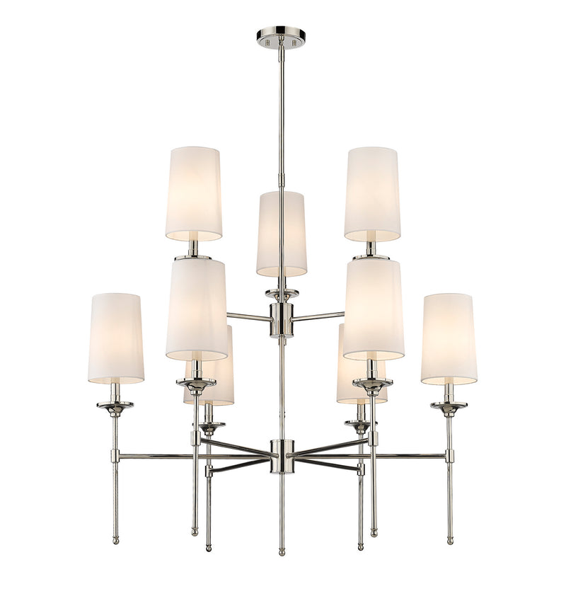 Z-Lite 3033-9PN Nine Light Chandelier, Polished Nickel