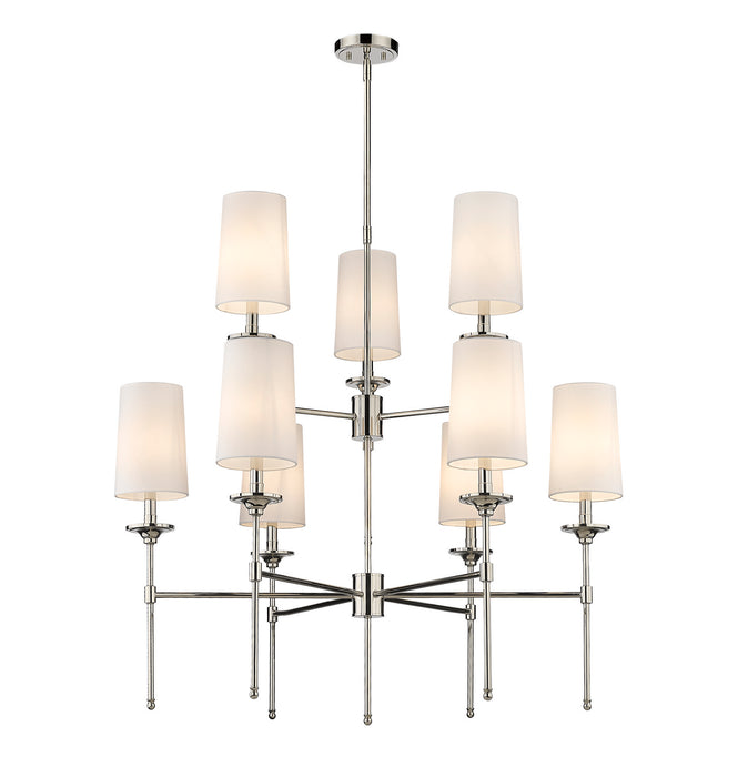 Z-Lite 3033-9PN Nine Light Chandelier, Polished Nickel