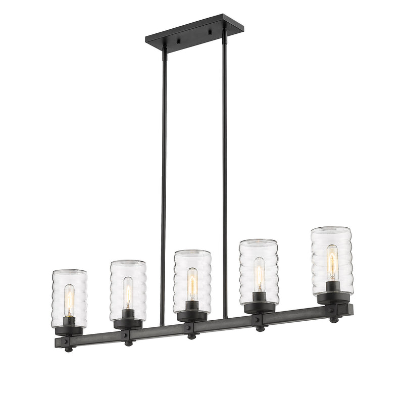 Z-Lite 588-5L-ABB Five Light Outdoor Linear Chandelier, Ashen Barnboard