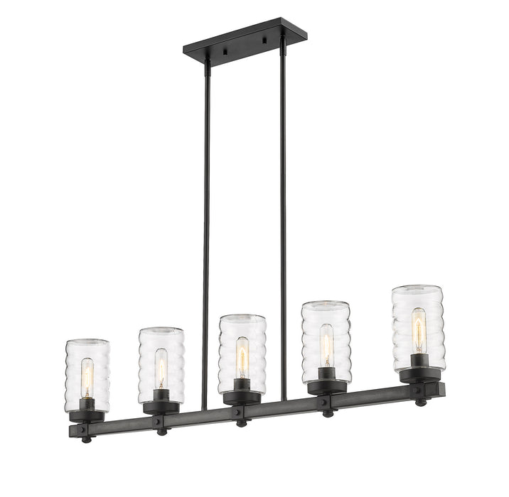 Z-Lite 588-5L-ABB Five Light Outdoor Linear Chandelier, Ashen Barnboard