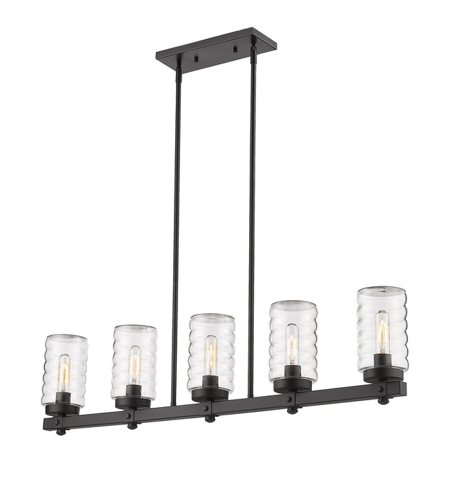 Z-Lite 588-5L-BK Five Light Outdoor Linear Chandelier, Matte Black