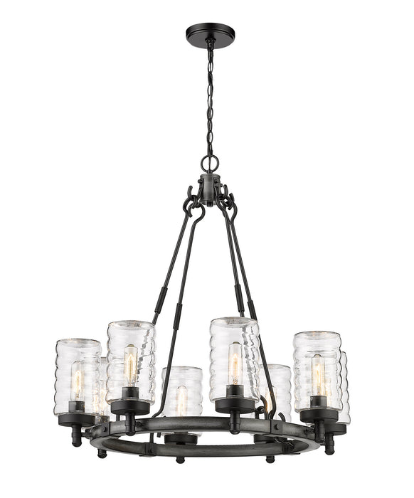 Z-Lite 588-8ABB Eight Light Outdoor Chandelier, Ashen Barnboard