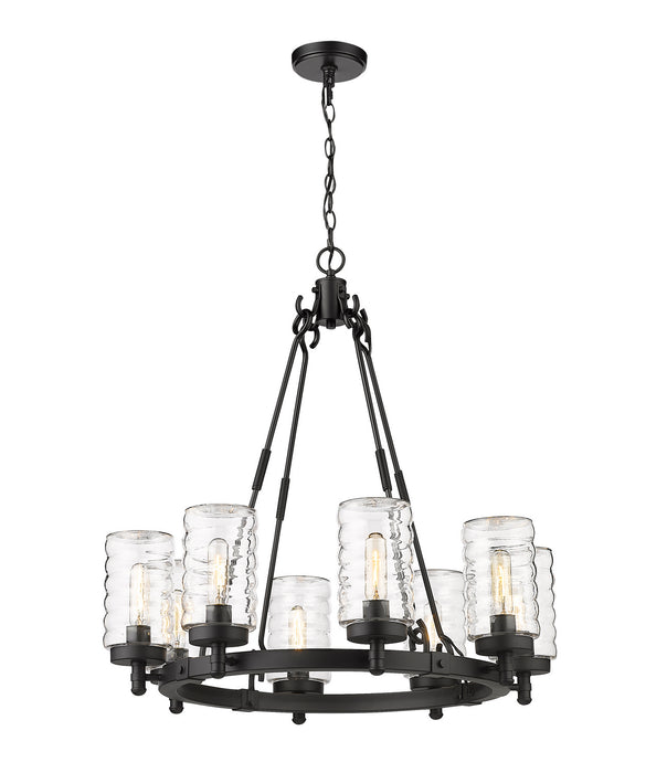 Z-Lite 588-8BK Eight Light Outdoor Chandelier, Matte Black