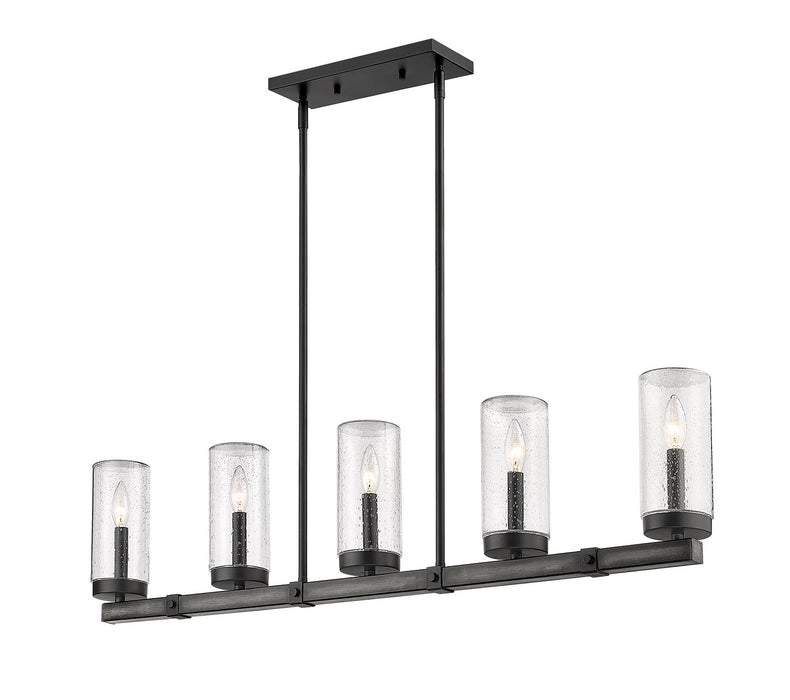 Z-Lite 589-5L-ABB Five Light Outdoor Linear Chandelier, Ashen Barnboard