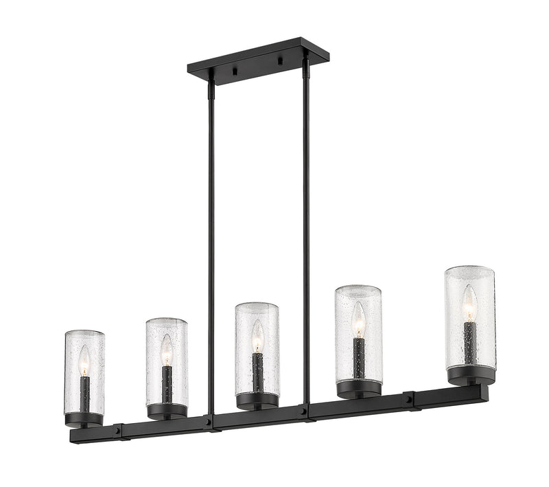 Z-Lite 589-5L-BK Five Light Outdoor Linear Chandelier, Matte Black