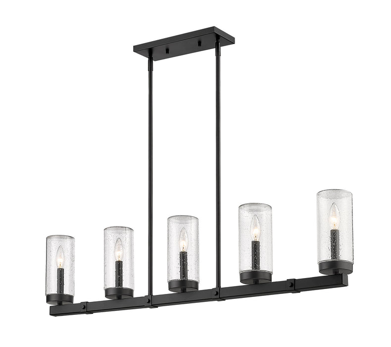 Z-Lite 589-5L-BK Five Light Outdoor Linear Chandelier, Matte Black