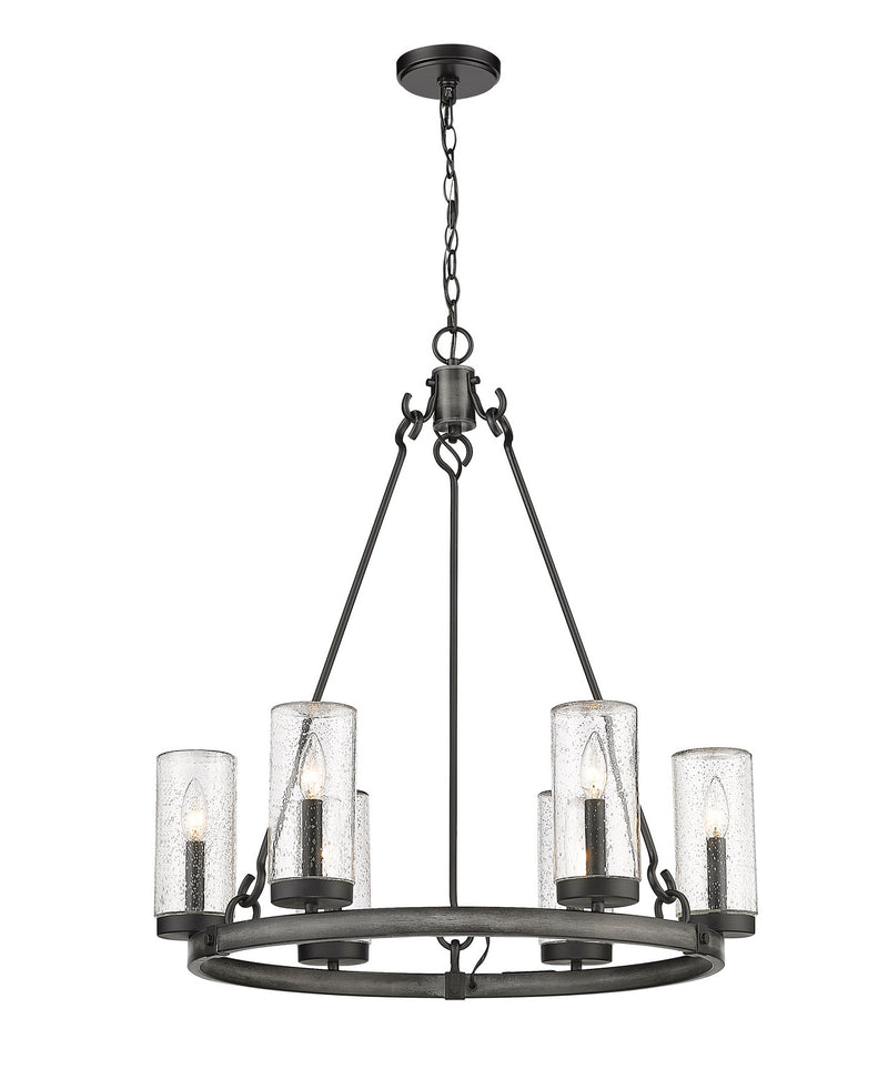 Z-Lite 589-6ABB Six Light Outdoor Chandelier, Ashen Barnboard