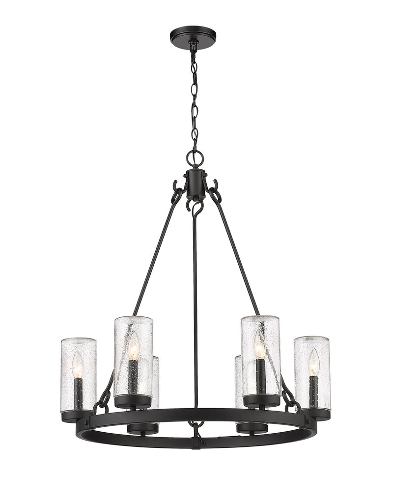 Z-Lite 589-6BK Six Light Outdoor Chandelier, Matte Black