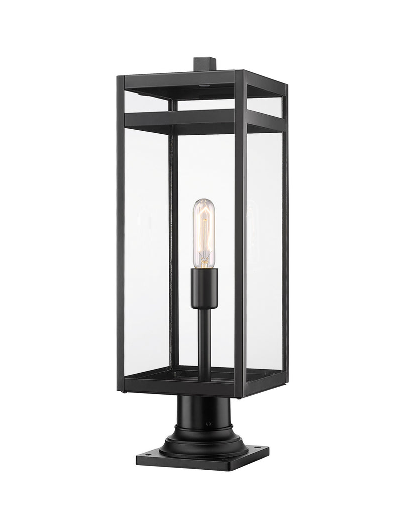 Z-Lite 596PHBR-533PM-BK One Light Outdoor Pier Mounted Fixture, Black