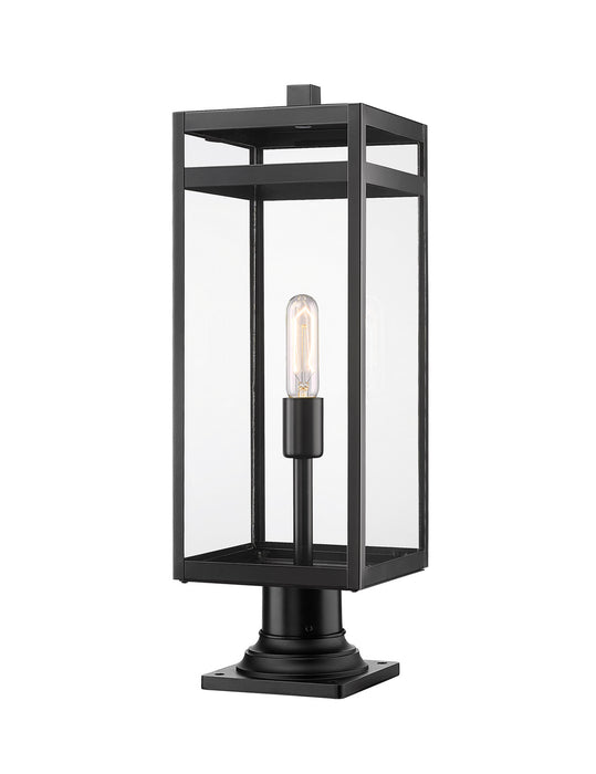 Z-Lite 596PHBR-533PM-BK One Light Outdoor Pier Mounted Fixture, Black