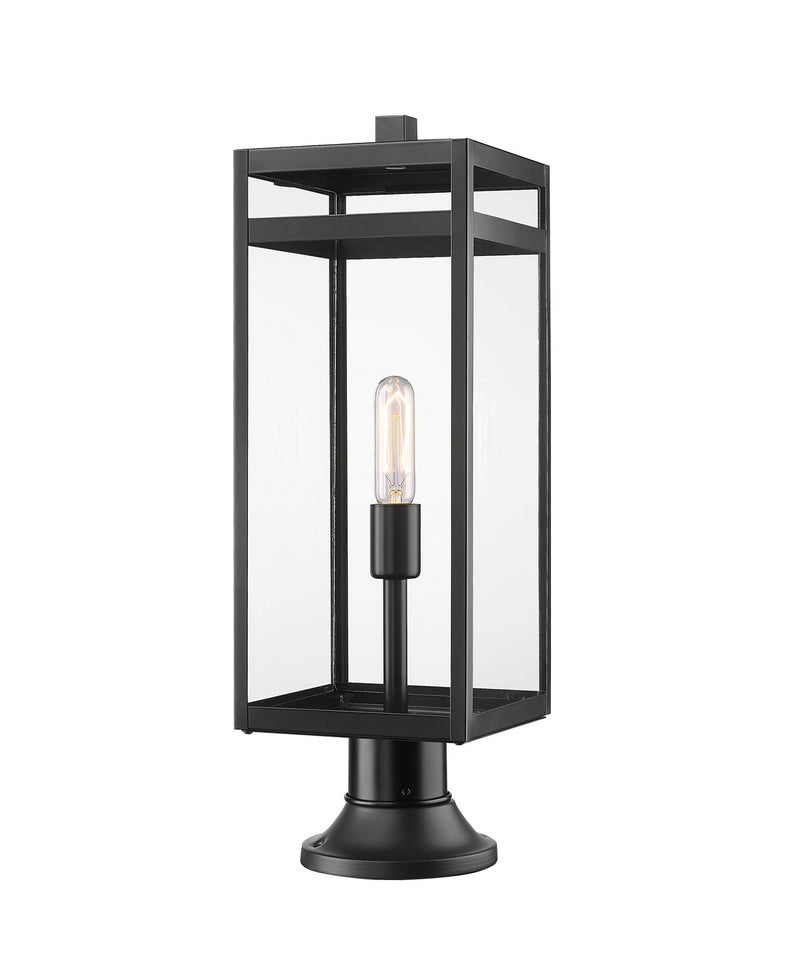 Z-Lite 596PHBR-553PM-BK One Light Outdoor Pier Mounted Fixture, Black
