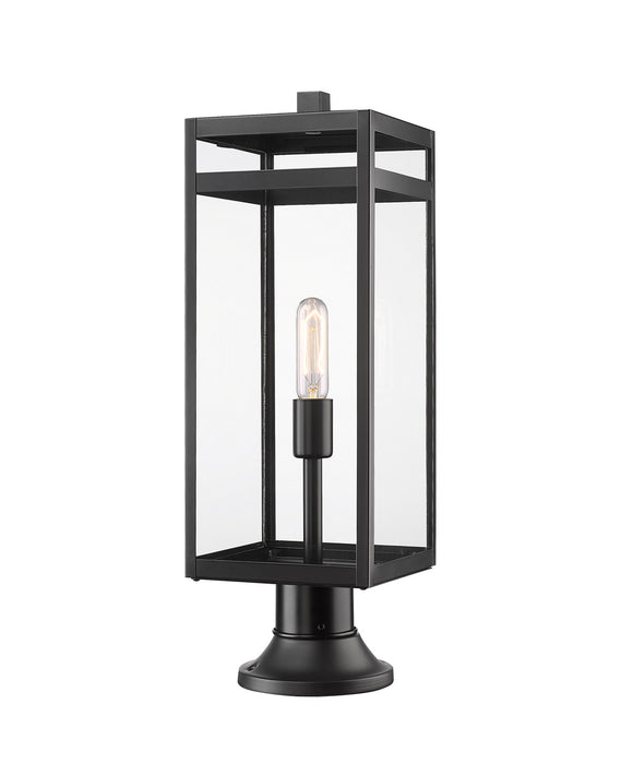 Z-Lite 596PHBR-553PM-BK One Light Outdoor Pier Mounted Fixture, Black