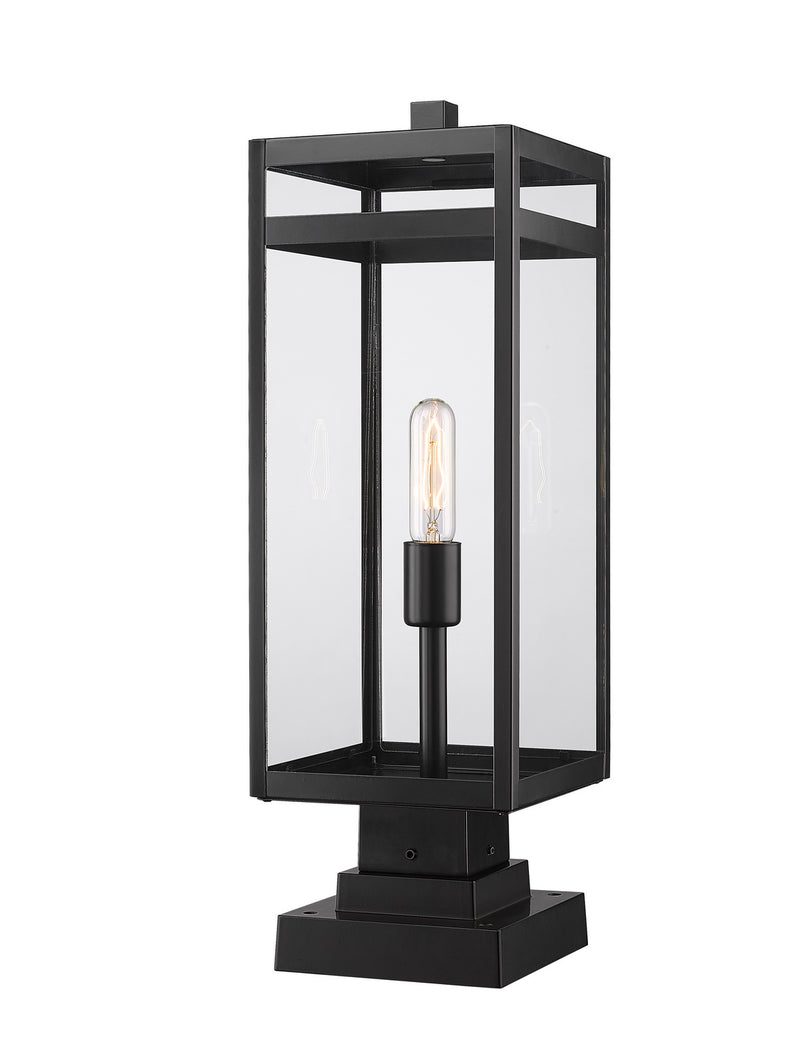 Z-Lite 596PHBS-SQPM-BK One Light Outdoor Pier Mounted Fixture, Black