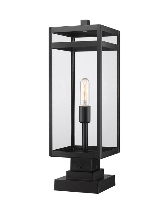 Z-Lite 596PHBS-SQPM-BK One Light Outdoor Pier Mounted Fixture, Black