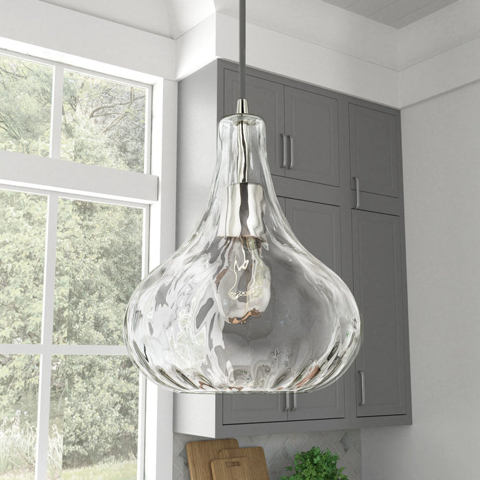 Capital Lighting 9B239A One Light Pendant, Polished Nickel