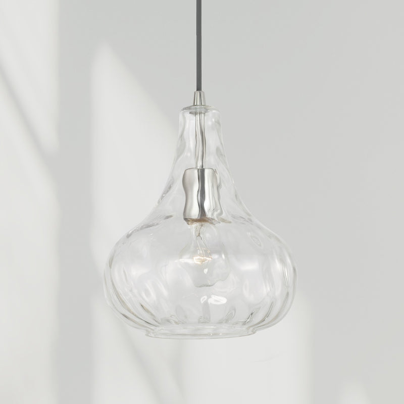 Capital Lighting 9B239A One Light Pendant, Polished Nickel