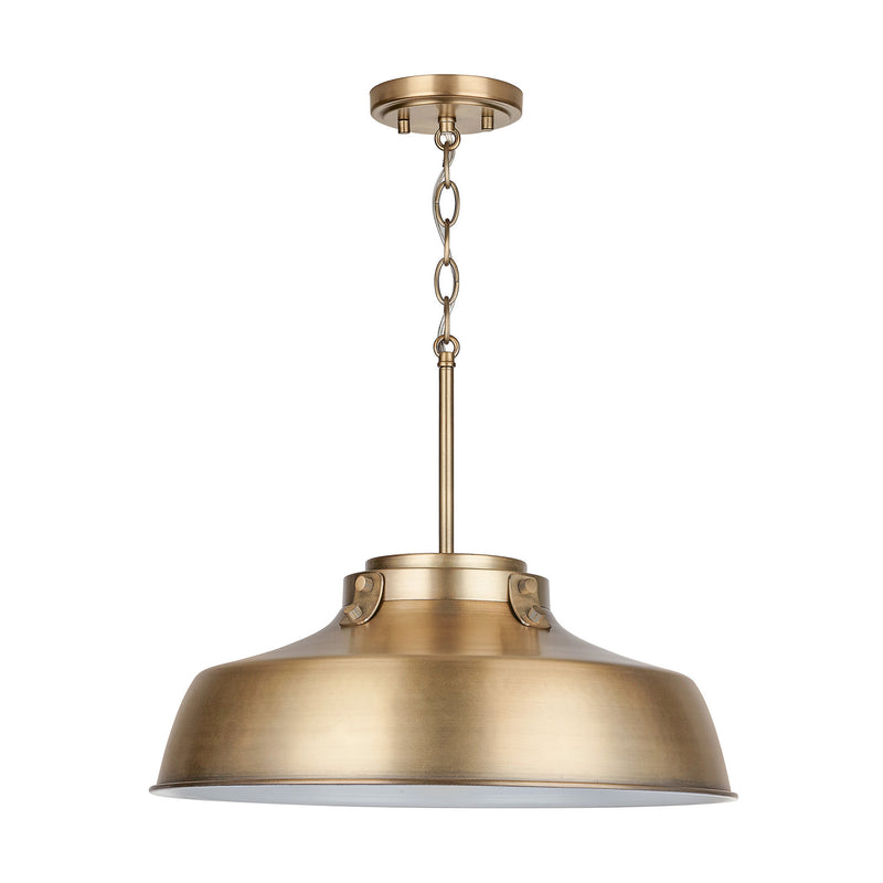 Capital Lighting 9D328A One Light Pendant, Aged Brass