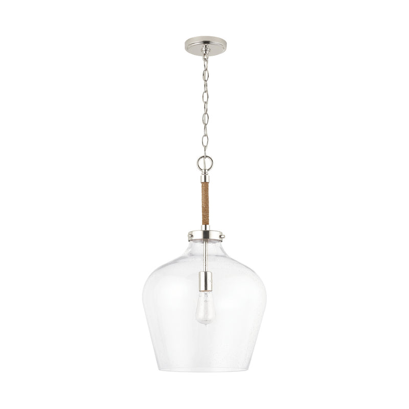 Capital Lighting 9F371A One Light Pendant, Polished Nickel