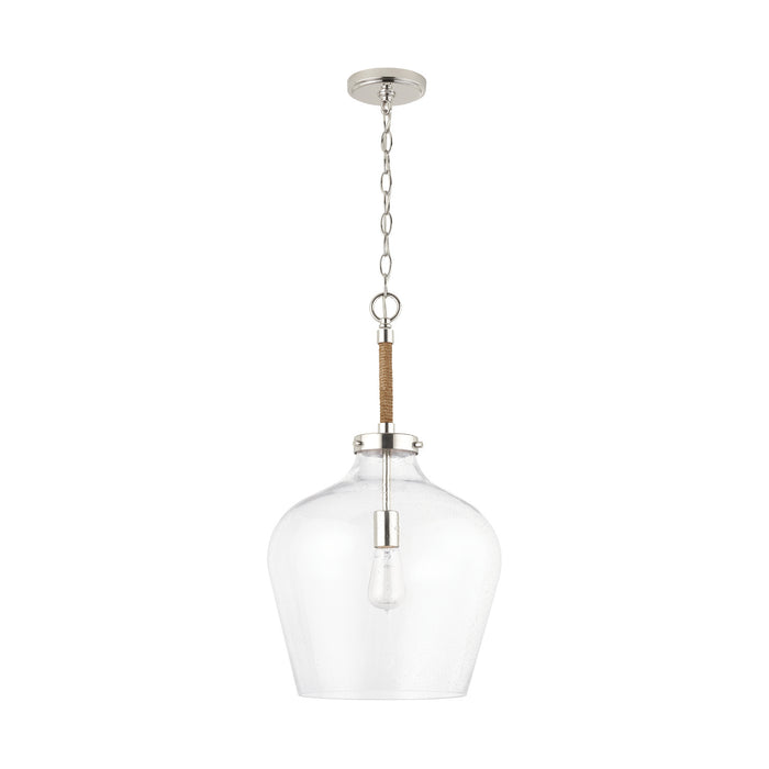 Capital Lighting 9F371A One Light Pendant, Polished Nickel