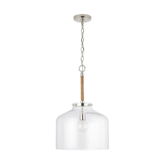 Capital Lighting 9F373A One Light Pendant, Polished Nickel