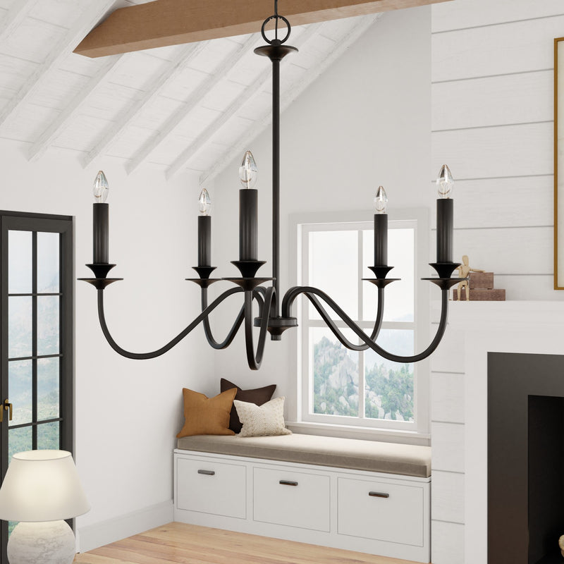 Capital Lighting 9F375A Five Light Chandelier, Matte Black