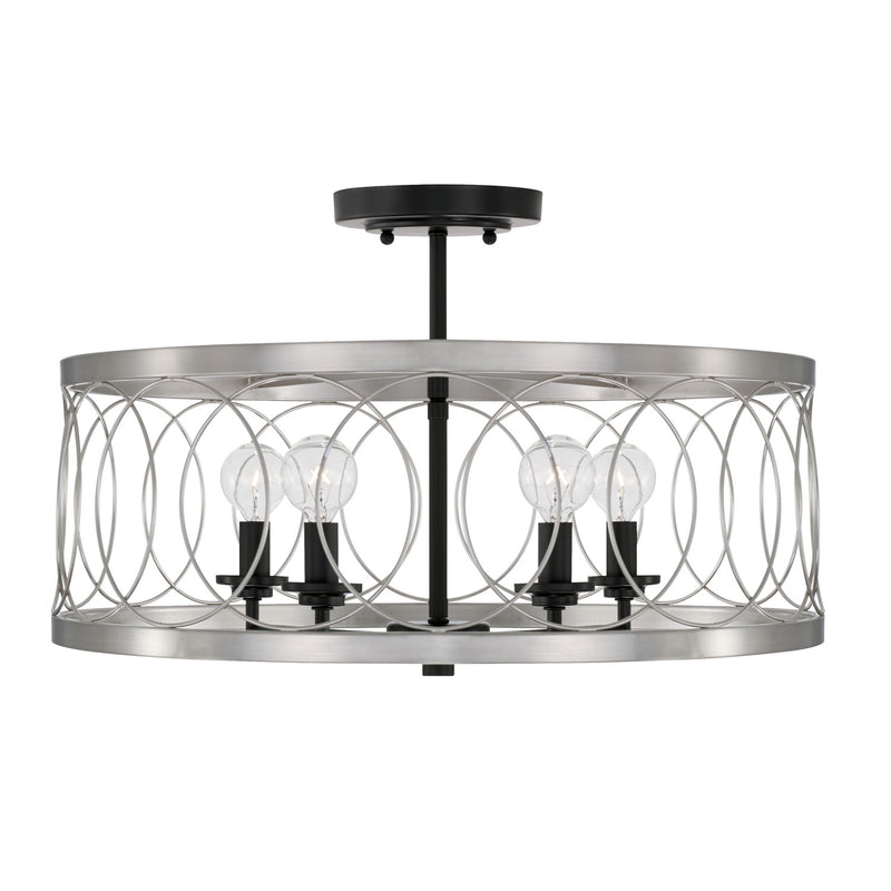 Capital Lighting AA1002BT Four Light Semi-Flush Mount, Black Tie