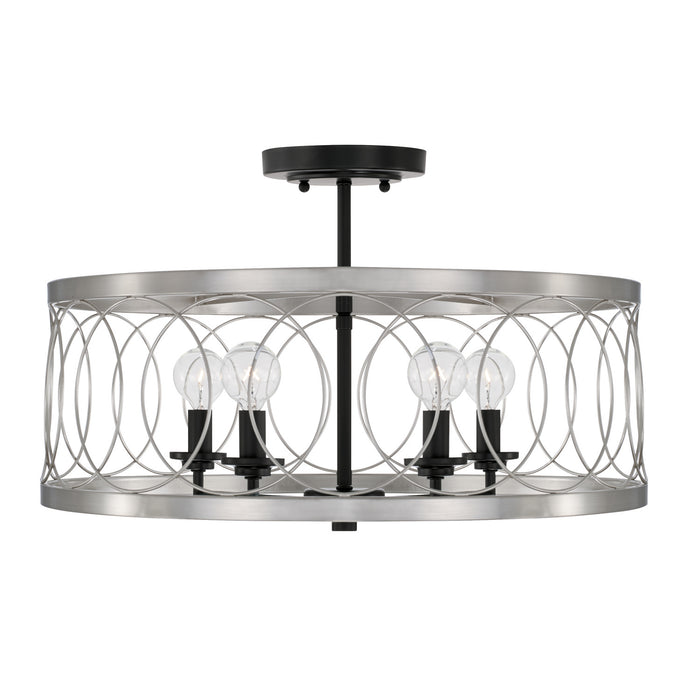 Capital Lighting AA1002BT Four Light Semi-Flush Mount, Black Tie