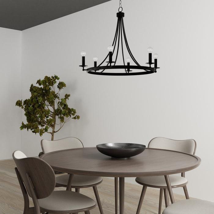 Capital Lighting AA1005BI Six Light Chandelier, Black Iron