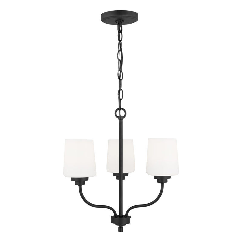 Generation Lighting 3102803EN3-112 Three Light Chandelier, Midnight Black
