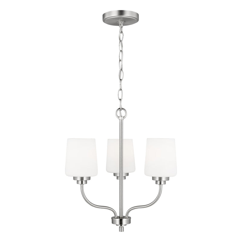 Generation Lighting 3102803EN3-962 Three Light Chandelier, Brushed Nickel