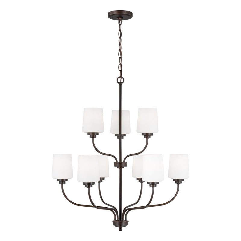 Generation Lighting 3102809-710 Nine Light Chandelier, Bronze