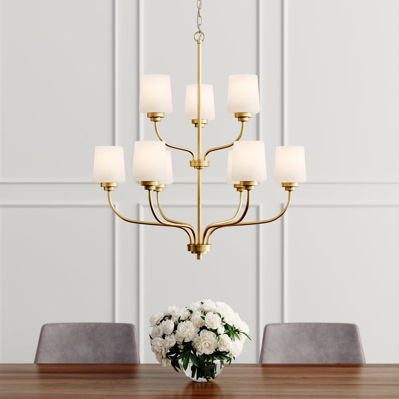 Generation Lighting 3102809-848 Nine Light Chandelier, Satin Brass