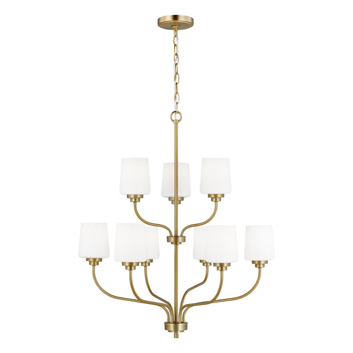 Generation Lighting 3102809-848 Nine Light Chandelier, Satin Brass