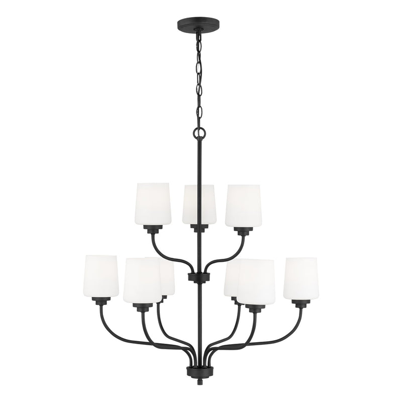 Generation Lighting 3102809EN3-112 Nine Light Chandelier, Midnight Black