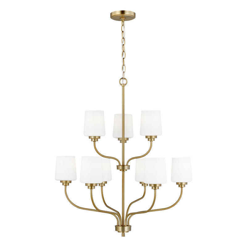 Generation Lighting 3102809EN3-848 Nine Light Chandelier, Satin Brass