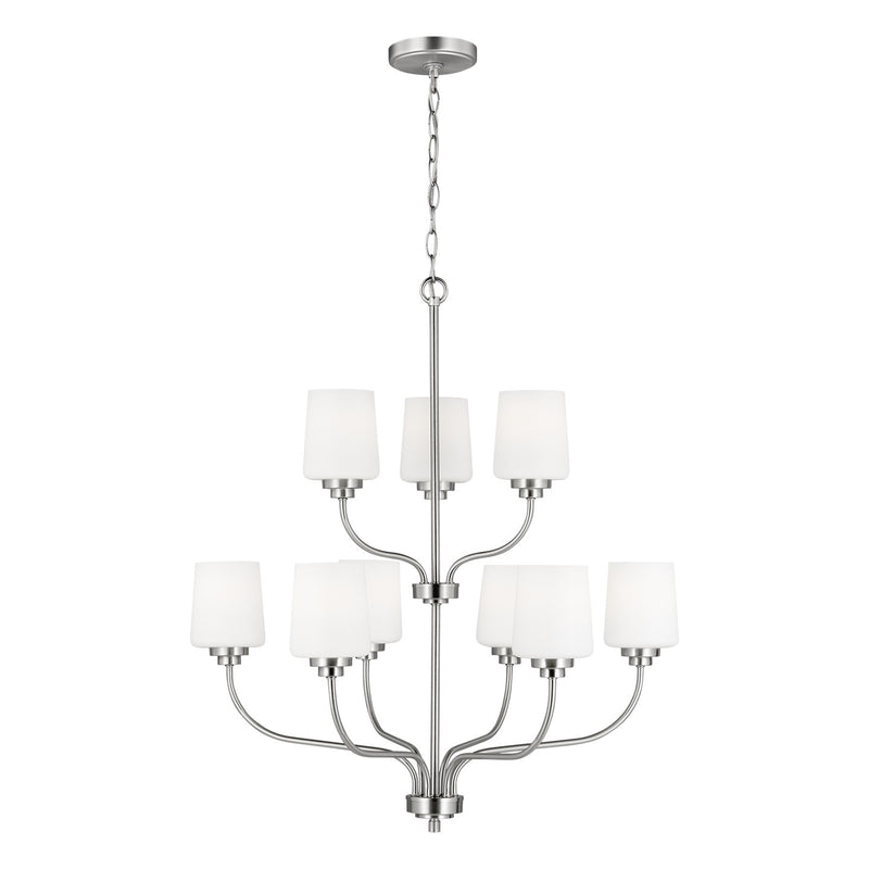 Generation Lighting 3102809EN3-962 Nine Light Chandelier, Brushed Nickel